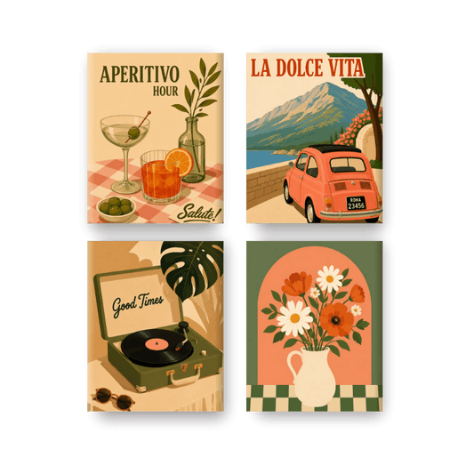 4 Mini-Gemälde | Aperitivo Set - Malen nach Zahlen