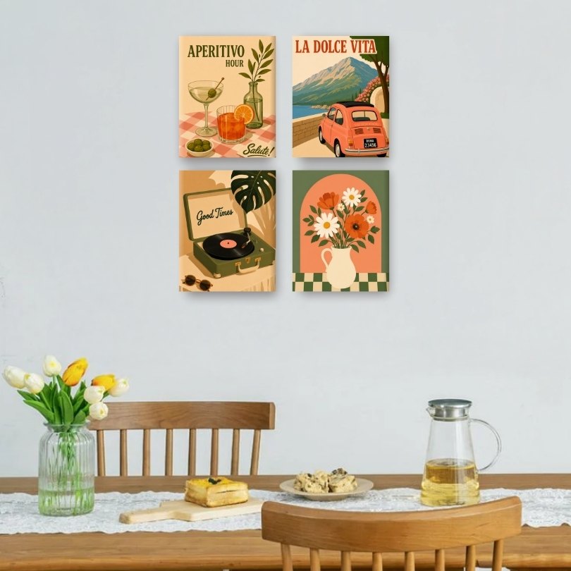 4 Mini-Gemälde | Aperitivo Set