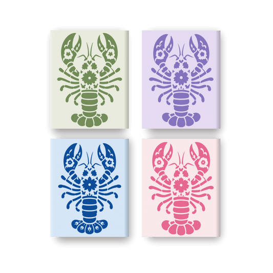 4 Mini-Gemälde | Delft Hummer Set - Malen nach Zahlen