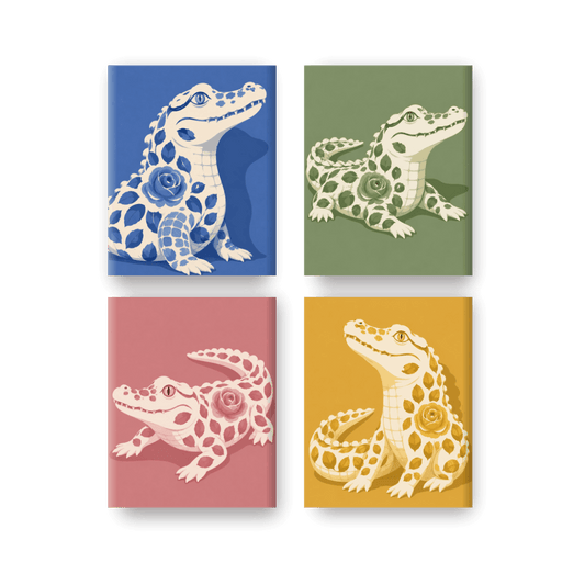 4 Mini-Gemälde | Delft Pop Krokodile Set - Malen nach Zahlen