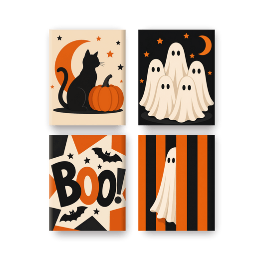 4 Mini-Gemälde | Boo Crew Set - Malen nach Zahlen