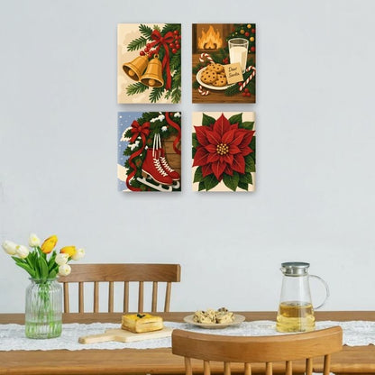 4 Mini-Gemälde | Weihnachtliche Gemütlichkeit Set