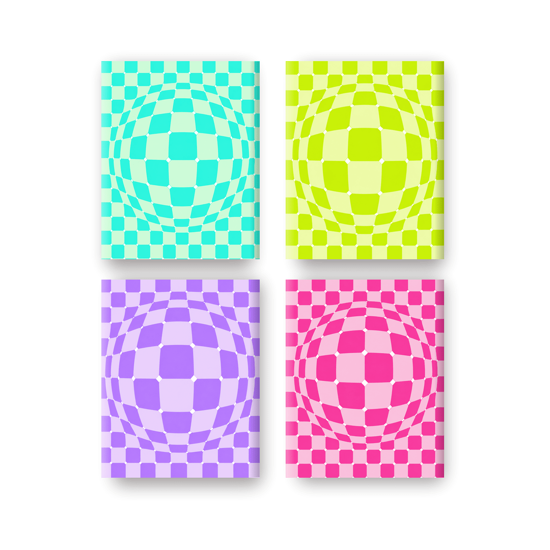 4 Mini-Gemälde | Optische Farbexplosion Set - Malen nach Zahlen