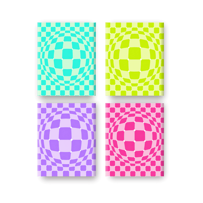 4 Mini-Gemälde | Optische Farbexplosion Set - Malen nach Zahlen