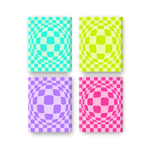 4 Mini-Gemälde | Optische Farbexplosion Set - Malen nach Zahlen