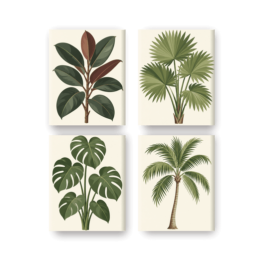 4 Mini-Gemälde | Üppige Botanik Set