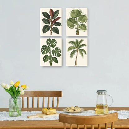 4 Mini-Gemälde | Üppige Botanik Set
