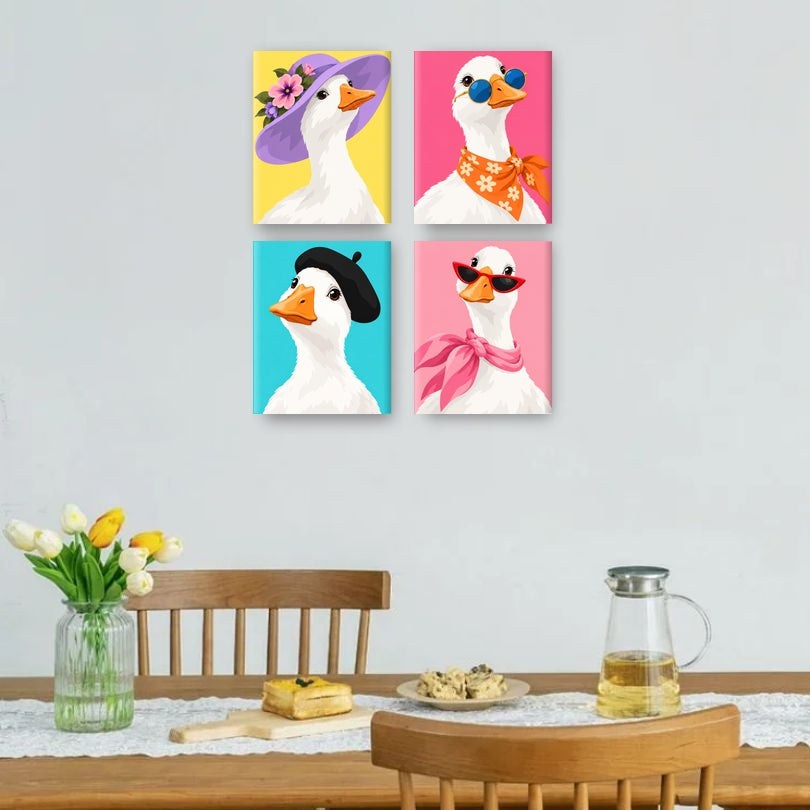 4 Mini-Gemälde | Très Chic Gänse Set
