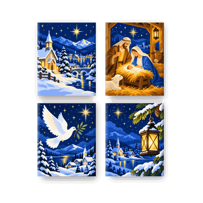4 Mini-Gemälde | Stern von Bethlehem Set