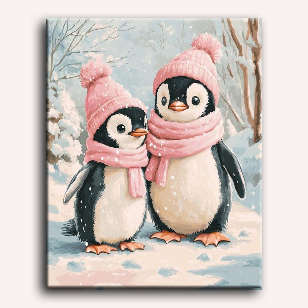 Malen nach Zahlen - Pinguine im Schnee