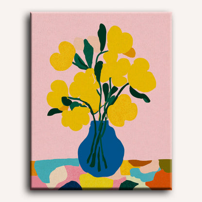 Malen nach Zahlen - Moderner Gelber Blumenstrauß