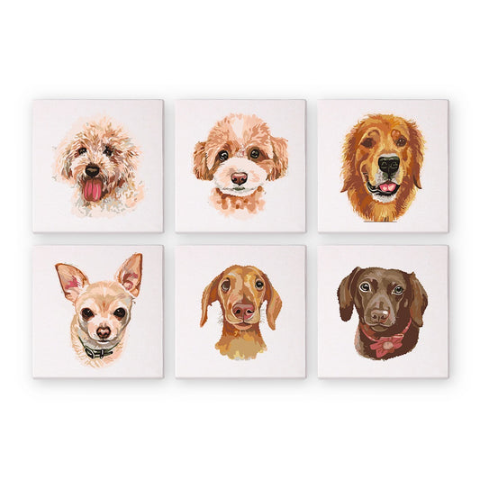 Malen nach Zahlen - Malen nach Zahlen - 6 Mini-Gemälde | Hunde Set