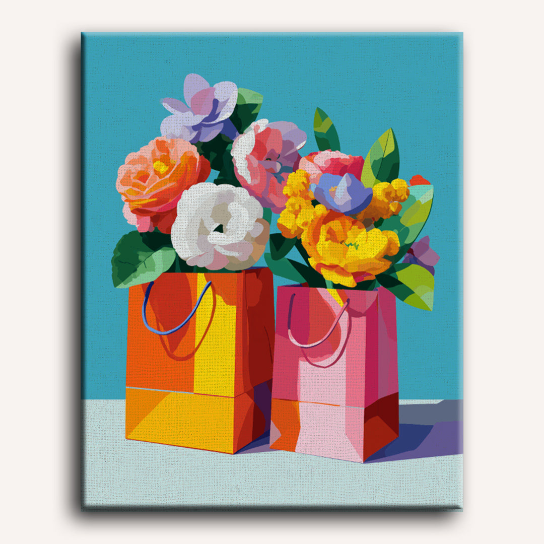 Malen nach Zahlen - Blüten in der Papiertüte