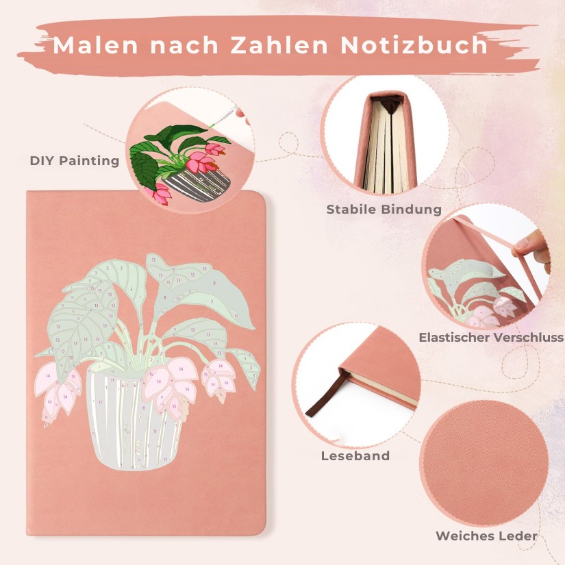 Malen nach Zahlen - Notizbuch – Zimmerpflanze | 2 Farben