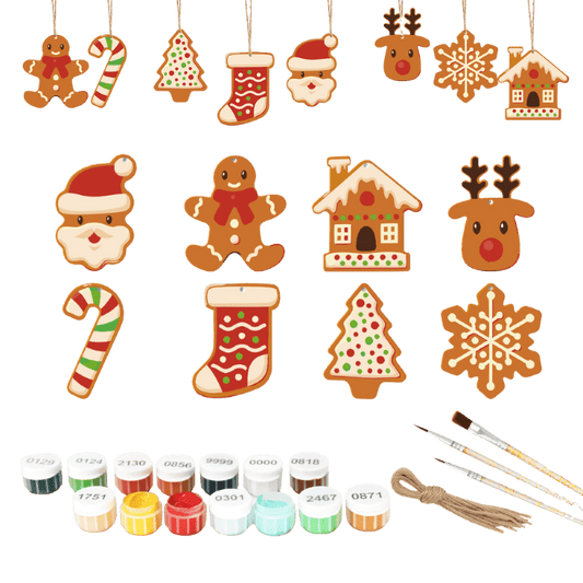 Malen nach Zahlen - 8 Weihnachtsanhängern | Weihnachtsplätzchen - Set-Malen nach zahlen