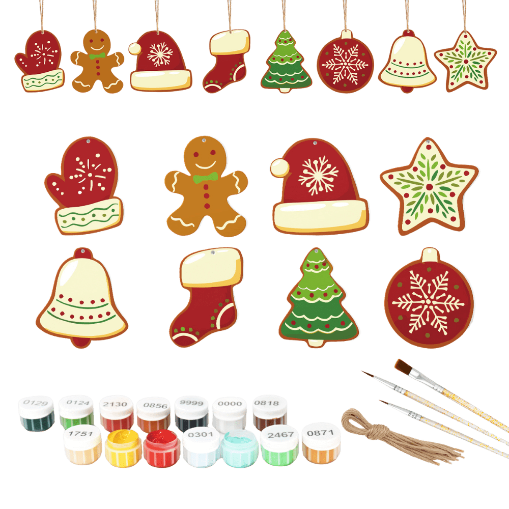 Malen nach Zahlen - 8 Weihnachtsanhängern | Winter-Set-Malen nach zahlen