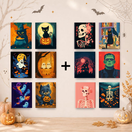 12 Mini Paintings | Gruseliges Halloween Bundle - Malen nach Zahlen