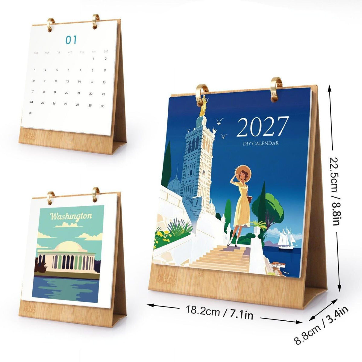 2027 Malen nach Zahlen Tischkalender | Weltreise-Edition