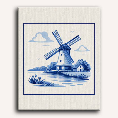 Malen nach Zahlen - Blaue Windmühle