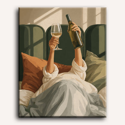 Malen nach Zahlen - Wein im Bett