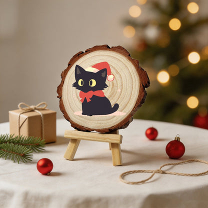 Malen nach Zahlen Baumscheibe - Weihnachtskatze