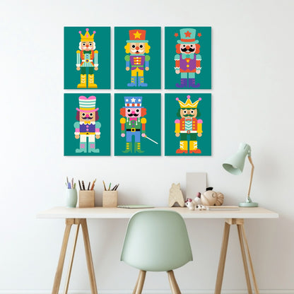 6 Mini-Gemälde auf Holzplatte – Nussknacker Set