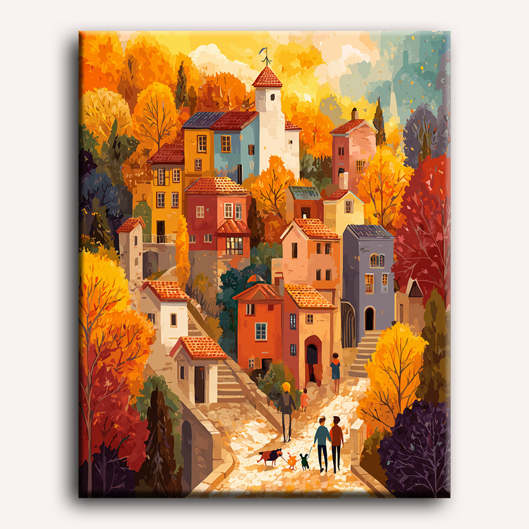 Malen nach Zahlen - Charmantes Herbstdorf