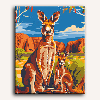 Malen nach Zahlen - Australische Kängurus