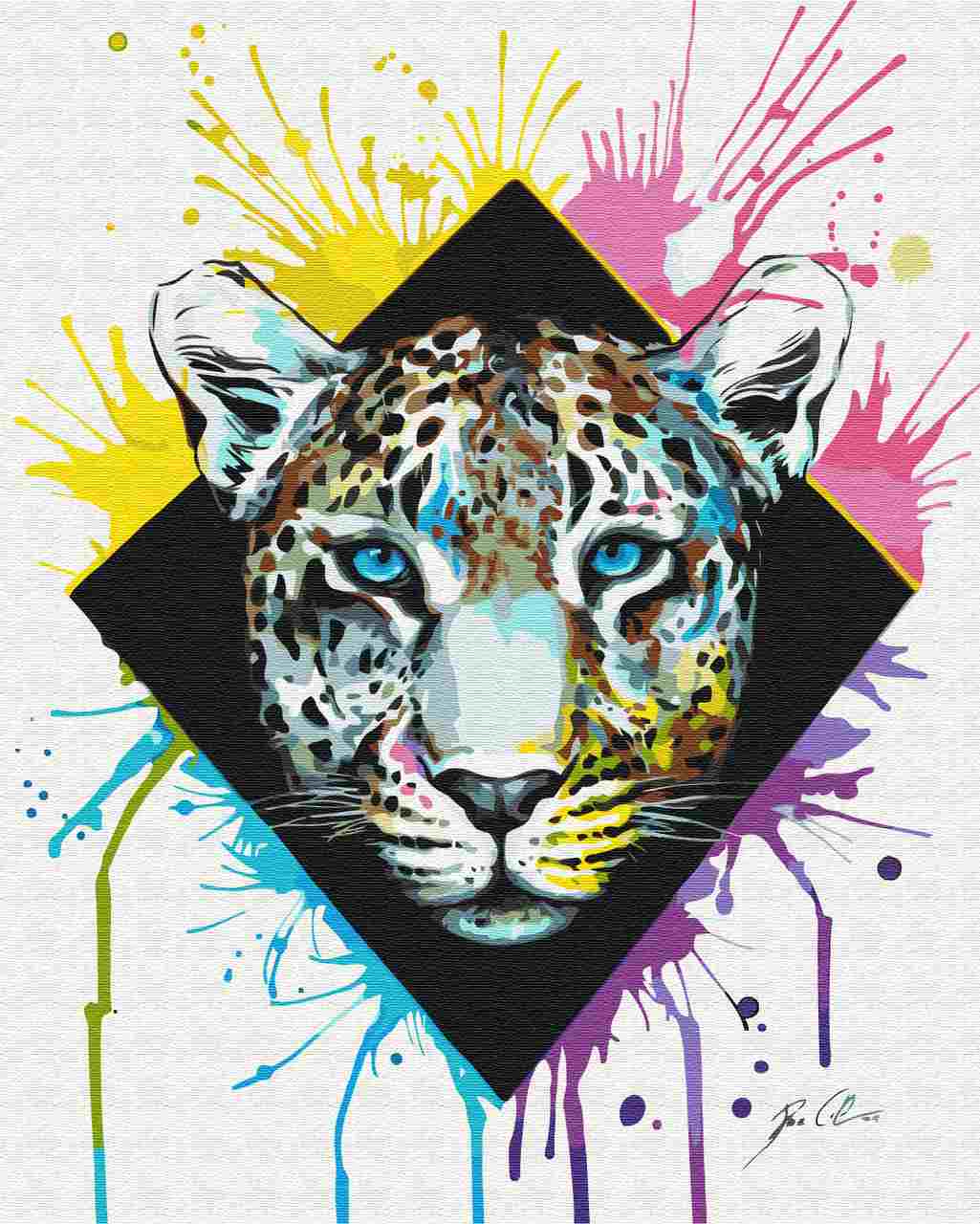 Malen nach Zahlen - Malen nach Zahlen - leopard black - by Pixie Cold