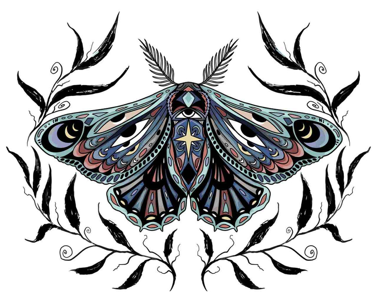 Malen nach Zahlen - Malen nach Zahlen - spirituelle Motte mit Augenmuster - by Pixie Cold
