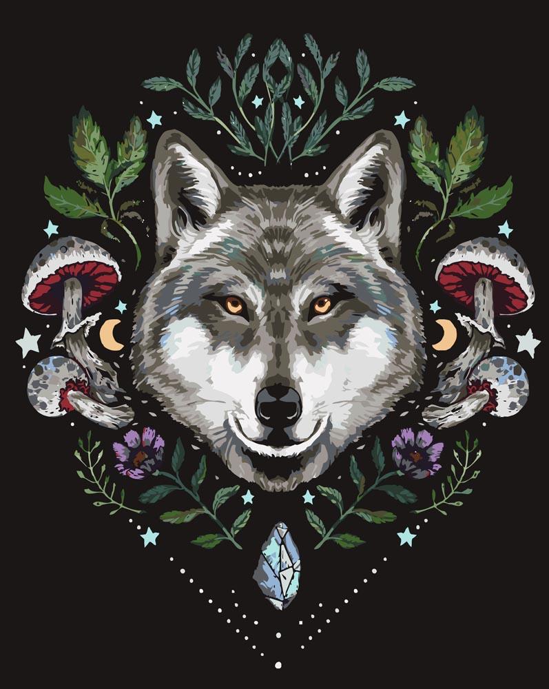 Malen nach Zahlen - Malen nach Zahlen - spiritueller Wolf - by Pixie Cold