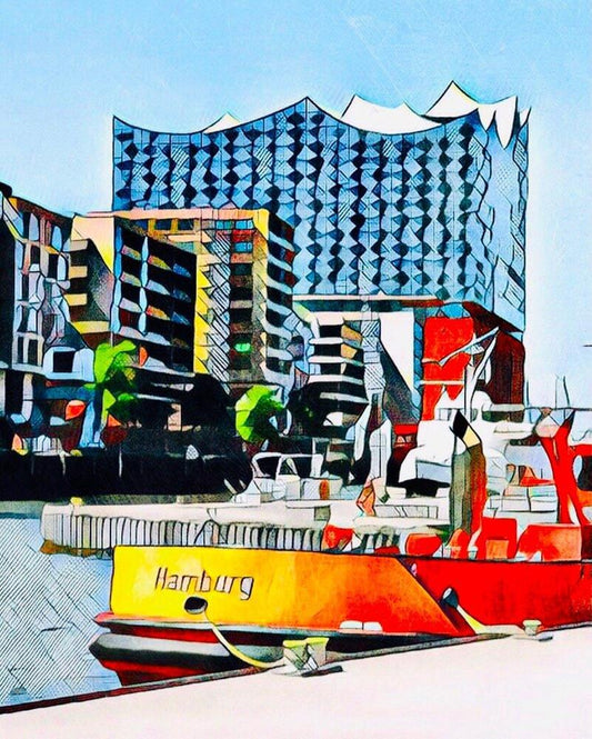 Malen nach Zahlen - Malen nach Zahlen - Hamburg vor der Elphi - by zamart