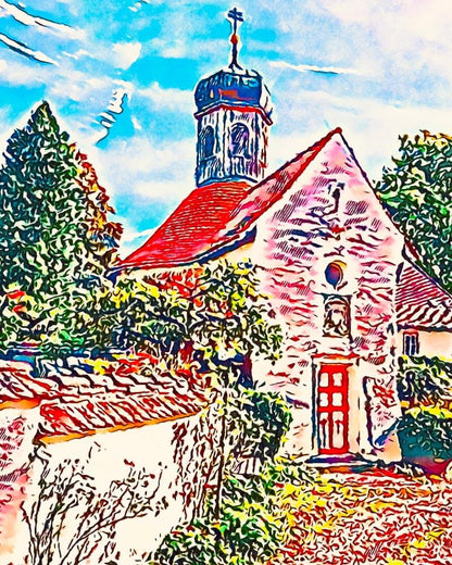 Malen nach Zahlen - Malen nach Zahlen - Kirche in Süddeutschland - by zamart