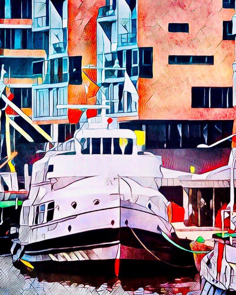 Malen nach Zahlen - Malen nach Zahlen - Schiff in der Hafencity - by zamart