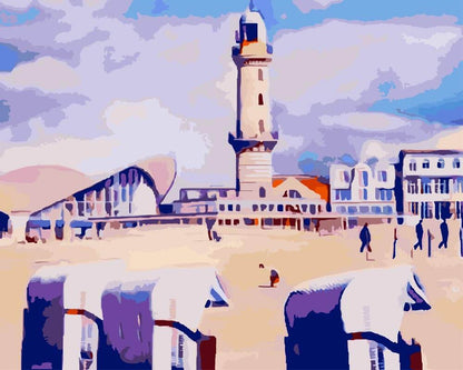 Malen nach Zahlen - Malen nach Zahlen - Am Strand von Warnemünde - by zamart