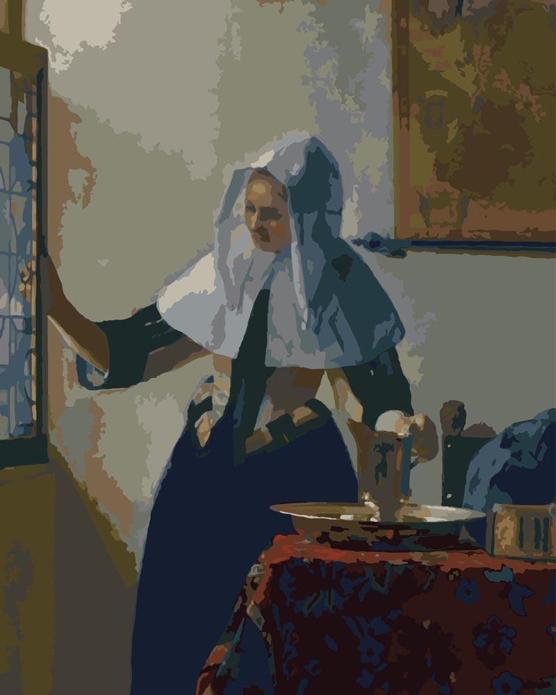 Malen nach Zahlen - Malen nach Zahlen - Junge Frau mit einem Wasserkrug am Fenster - Johannes Vermeer