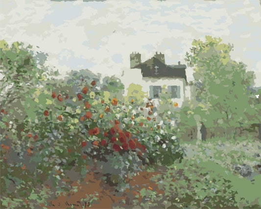 Malen nach Zahlen - Malen nach Zahlen - Der Garten des Künstlers in Argenteuil (Ecke des Gartens mit Dahlien) - Claude Monet