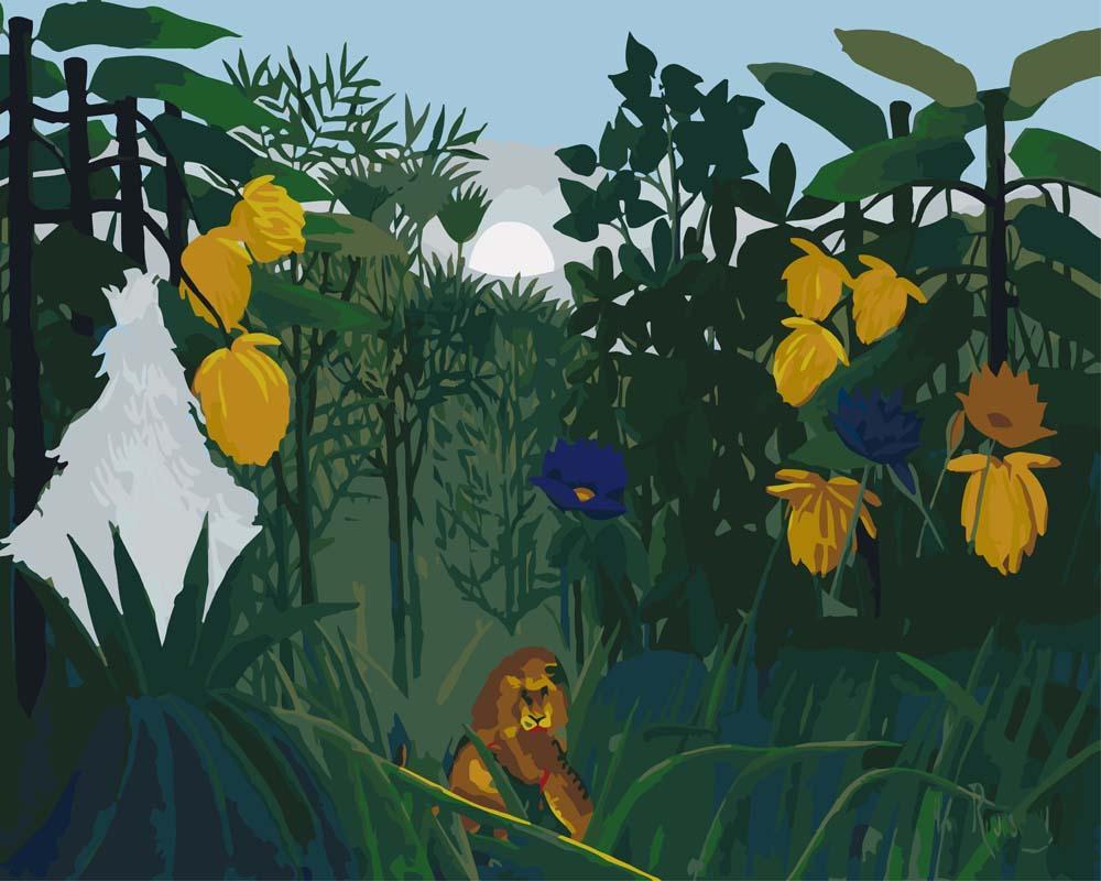 Malen nach Zahlen - Malen nach Zahlen - Die Mahlzeit des Löwen von Henri Rousseau