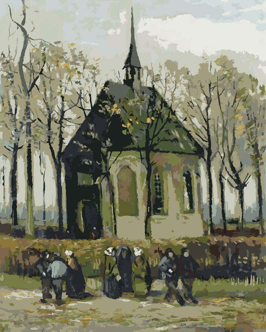 Malen nach Zahlen - Malen nach Zahlen - Kongregation verlässt die reformierte Kirche in Nuenen - Vincent van Gogh