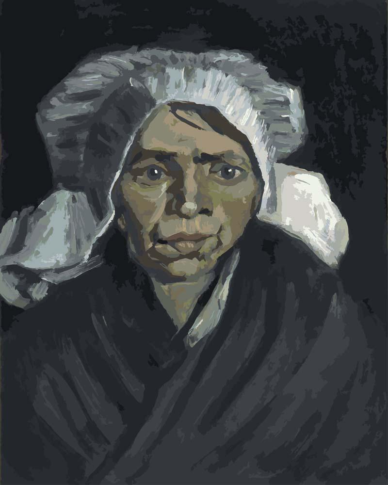 Malen nach Zahlen - Malen nach Zahlen - Kopf einer Bäuerin mit weißer Haube - Vincent van Gogh