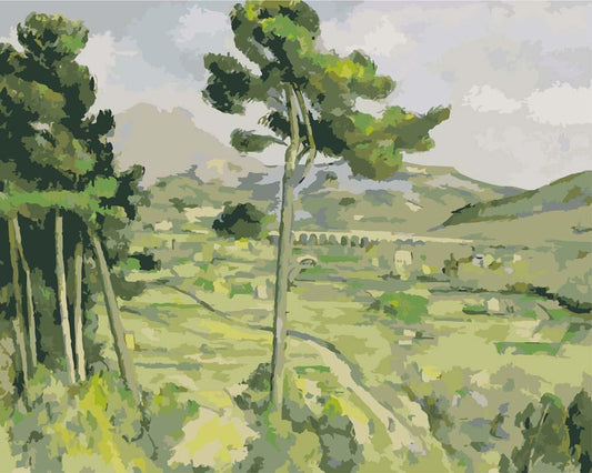 Malen nach Zahlen - Malen nach Zahlen - Mont Sainte-Victoire und das Viadukt des Arc River Valley - Paul Cezanne