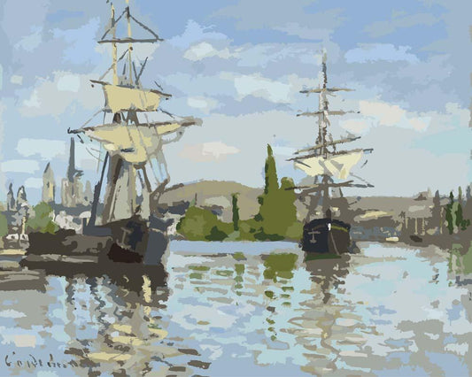 Malen nach Zahlen - Malen nach Zahlen - Schiffe fahren auf der Seine bei Rouen - Claude Monet