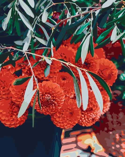 Malen nach Zahlen - Malen nach Zahlen - Dahlien Blumenstrauß