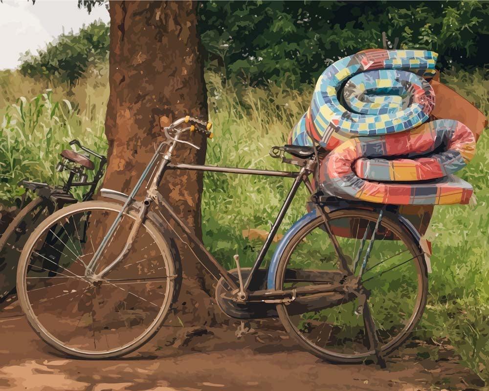 Malen nach Zahlen - Malen nach Zahlen - Fahrrad in Uganda - Afrika