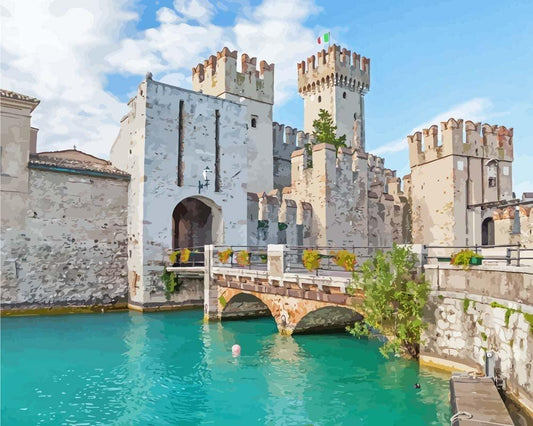 Malen nach Zahlen - Malen nach Zahlen - Schloss in Italien - Sirmione