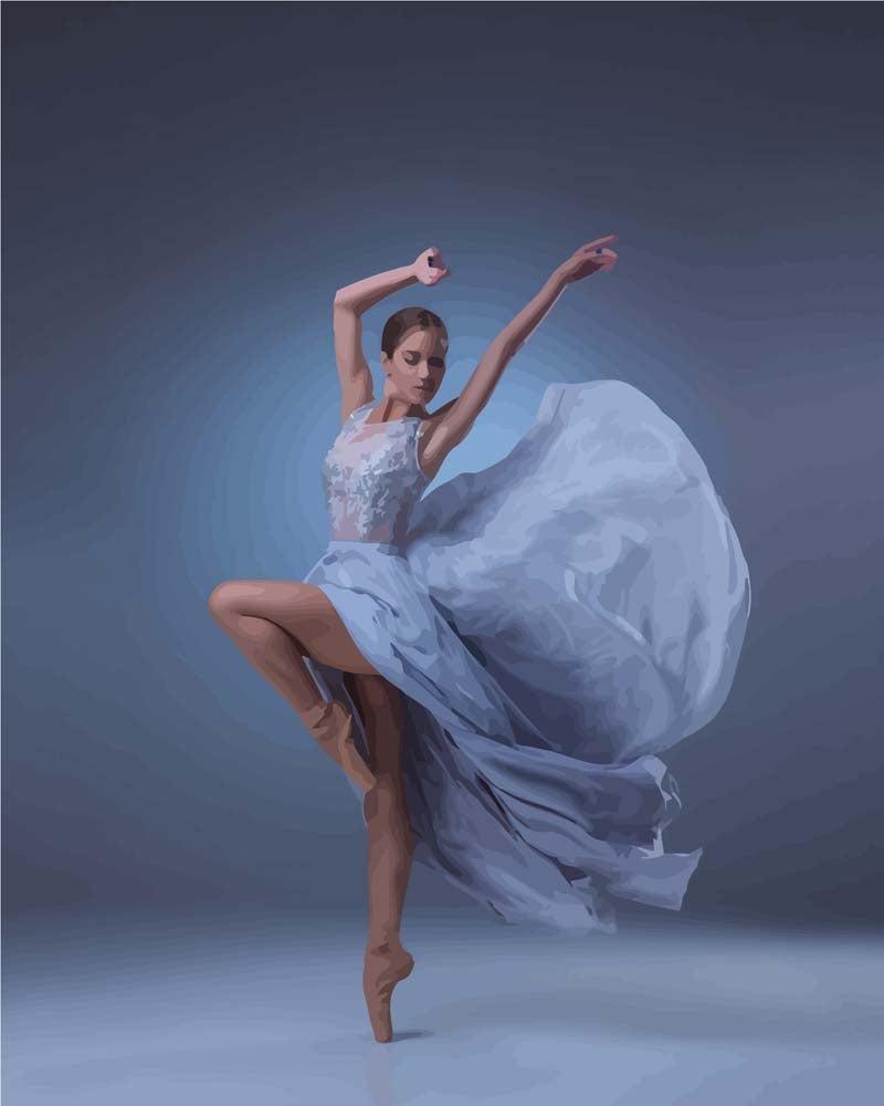 Malen nach Zahlen - Malen nach Zahlen - Schöne Ballerina im blauen Kleid