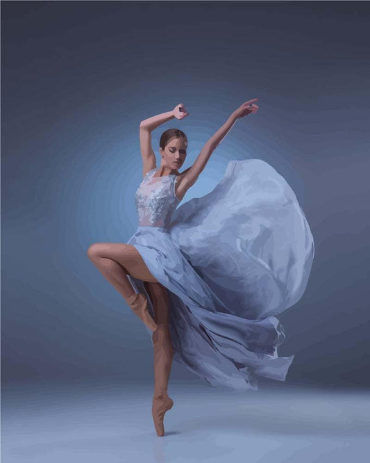 Malen nach Zahlen - Malen nach Zahlen - Schöne Ballerina im blauen Kleid