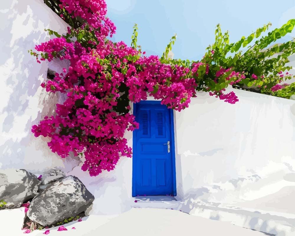 Malen nach Zahlen - Malen nach Zahlen - Traditionelles griechisches Haus in Santorini