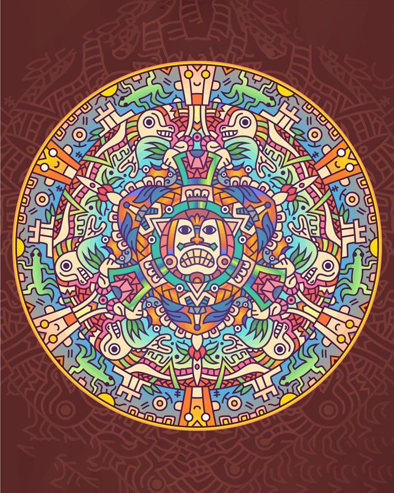 Malen nach Zahlen - Malen nach Zahlen - Mandala - Aztekischer Farbverlauf