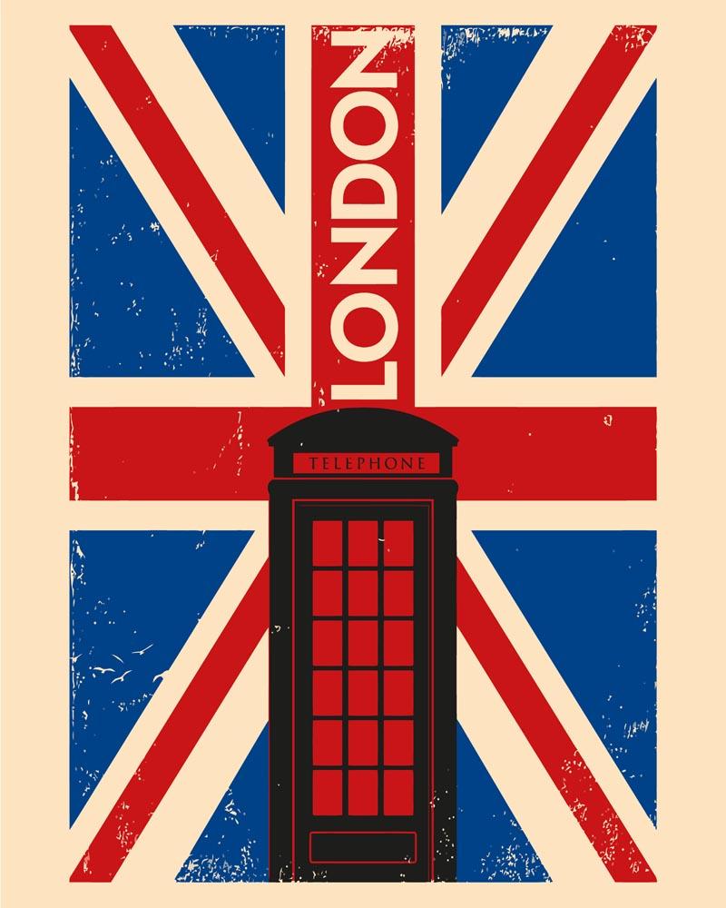 Malen nach Zahlen - Malen nach Zahlen - Retro - London rote Zelle
